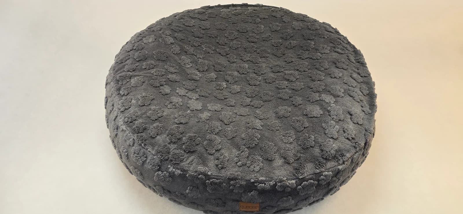 Coussin rond Donut déhoussable, pilou pattes gris foncé