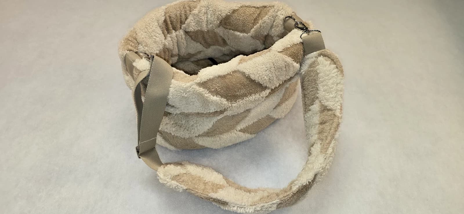 Sac souple à repli, Teddy quadrillé beige